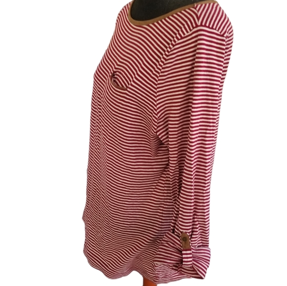 Plus size 1X Lauren Ralph Lauren casual striped top, w/ tab sleeves - Picture 2 of 7